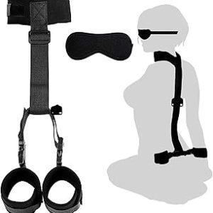 BDSM Neck to Wrist Restraints Bondage Set Behind Back Handcuffs Collar with Blindfold Adjustable Bondage Set Bed SM Game Bangladesh (New)