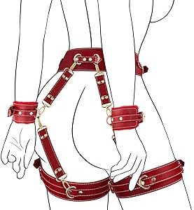 UTIMI sexx Bondage BDSM Kit Restraints 6PCS Sets with Adjustable Handcuffs Ankle Cuff Thigh Cuffs Blindfold Cross Strap Wai Bangladesh (New)