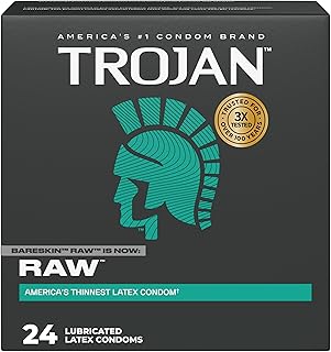 Trojan Raw Latex Lubricated Thin Condomss for Men America’s Thinnest Latex Condomss Made from Premium Latex to Help Reduce Bangladesh (New)