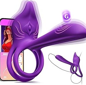 Vibrating Cock Ring Couples sexx Toys MOOLIGIRL Dual Peniss Ring Vibratorr with Fox Shaped Clitoral Stimulator 4 6in G Sp Bangladesh (New)