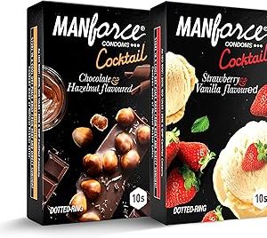 Manforce Cocktail Condomss with Dotted Rings Combo Pack Strawberry Vanilla Chocolate Hazelnut 10 Pieces Pack of 2 Bangladesh (New)