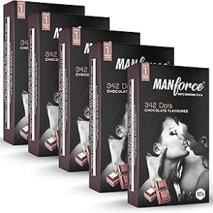 Manforce Xotic Chocolate Flavoured Condomss for Men 50 pcs Dotted Contoured Lubricated Latex Condomss For Enhanced Bangladesh (New)