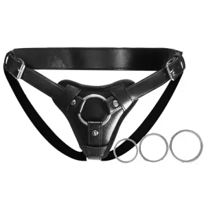 Strap On Dildo Harness for BDSM sexx High quality Wearable Leather Pants Adjustable Belt Multiple Sizes Rings Men Pegging Dildo Bangladesh (New)