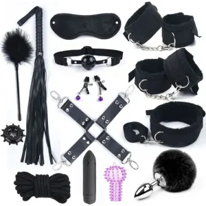 Rabbit Tail Anal Plug Bondage Set sexx Toys For Women Whip Handcuffs For sexx Bdsm With 10 Speed Vibratorr Exotic Adult Games Bangladesh (New)