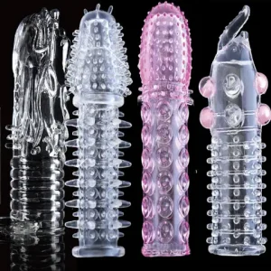 Reusable bold Condomss Vibratorr Sleeve lasting cock Ring Peniss Delay Impotence Erection thorn dot G spot Cover for sexx Adult Men Bangladesh (New)