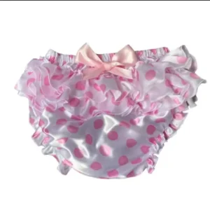 French sexxy Adult Customized Fetishist Costume Crossdress Sissy Dotted Satin Elastic Waist with Bow Triangle Shorts Bangladesh (New)