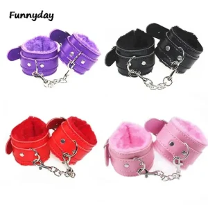 1 Pair sexxy Hand Wrap PU Leather Plush Handcuff role play Bdsm Bondage Slave Game sexx Toys for Couple Erotic Soft Handcuff Bangladesh (New)