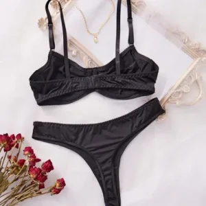 Bra and Panty Set Ladies Smooth Comfortable Thin Underwear Women sexxy Nightwear Inner Solid Sleep Underwear Bra Set Lingerie Bangladesh (New)