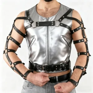 Punk Belt Black Leather Harness for Men Fashion Chest Belt Punk Nightclub Accessories Belt Bangladesh (New)