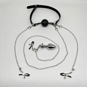 BDSM Mouth Gag Nipple Clamp Clitoris Clip Anal Butt Plug Adjustable SM sexx Toy Breast Clip Clit Stimulator No Vibrator Bangladesh (New)