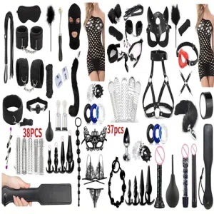 sexx Toys BDSM Bondage Set Erotic Bed Games Adults Handcuffs Ankle Whip Spanking Slave Collars Nipple Clamps sexx Game For Couples Bangladesh (New)