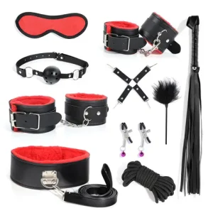 sexxy Leather BDSM Plush Bondage Bundle Set Blindfold Handcuffs Whip sexx Toys for Women Nipple Clip Butt Plug Exotic sexx Toys Bangladesh (New)