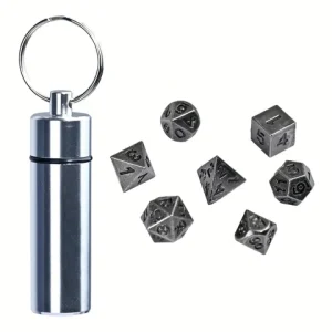 7pcs DND Mini Antique Iron Dice Set Bronze Polyhedral Metal Game Dice Set Tiny Portable Dice For Game Player Bangladesh (New)