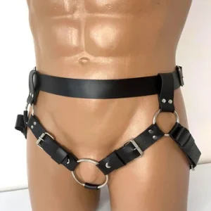 Bondage Leather Harness for Men Adjustable Buckles Heavy Duty Straps Clubwear Fetish Gear Costume Cosplay Black Bangladesh (New)