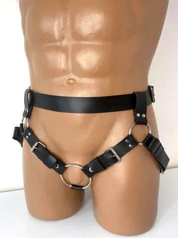Bondage Leather Harness for Men Adjustable Buckles Heavy Duty Straps Clubwear Fetish Gear Costume Cosplay Black Bangladesh (New)