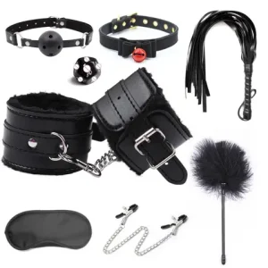 Bdsm Bondage Kit Leather Handcuffs Sets Whip Nipple Clamps Ball Gag Collar sexx Toys for Women Couples Flirt Adult Games Product Bangladesh (New)