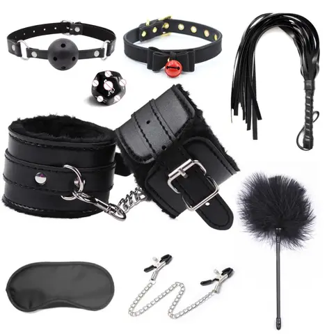 Bdsm Bondage Kit Leather Handcuffs Sets Whip Nipple Clamps Ball Gag Collar sexx Toys for Women Couples Flirt Adult Games Product Bangladesh (New)