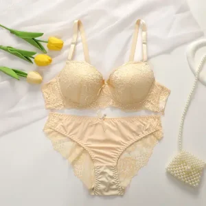 2Pieces Bras and Panty Sets sexxy Lace Transparent Floral Clothing Underwire Push Up Lingeries For Woman Bangladesh (New)