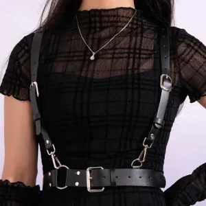 Women Fashion Leather Harness Waist Belt Studded Buckle Decor Punk Harness Belt For Daily Life Gothic Clothing Accessories Bangladesh (New)