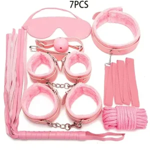 BDSM Kits sexxy Leather for Couples Exotic 7pcs Plush sexx Bondage Set Handcuffs sexx Games Whip Gag Nipple Clamps sexx Toys Bangladesh (New)