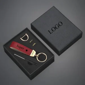 Custom Leather Keychain with Gift Box Personalized LOGO Name Numbers Vintage Keyring Laser Engraved Car Key Chain Holder Bangladesh (New)