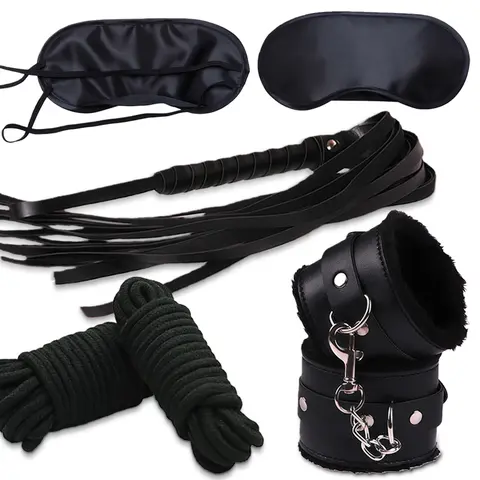 Goods For Adults Set sexxy Leather Plush Handcuffs Blindfold Spanking Soft Whips Tying Cotton Rope Couple Games Bondage Equipment Bangladesh (New)