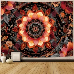 Arte tapiz floral 2D colorido con patrón de ensueño fondo negro poliéster 85g/㎡ orientación transversal decoración para el Bangladesh (New)