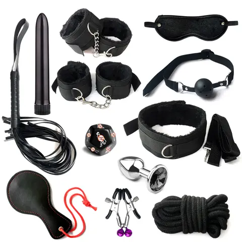 BDSM Adult sexxy Toys For Women Handcuffs Whip Anal Nipple Clamp Blindfold Strap On Vibratorr sexx Bondage Set sexxual Couples Kit18 Bangladesh (New)