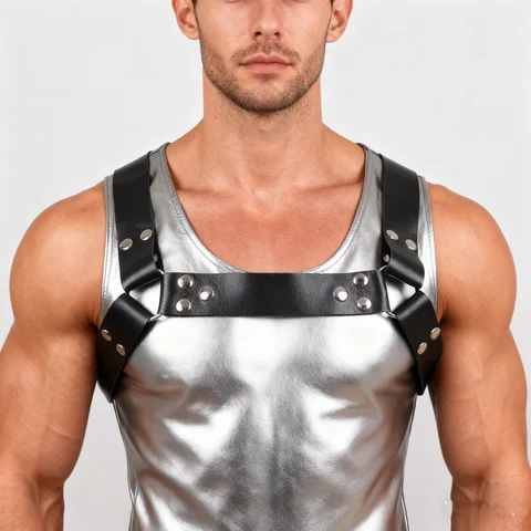 Fashion Leather Chest Harness Belt Men Multiple Shoulder Straps sexxy Lingerie Cosplay for Bar Nightclub Clothing Belt Bangladesh (New)
