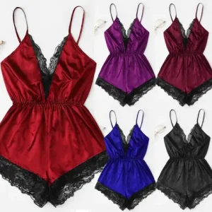 sexxy Lingerie Sleepwear Sling Silky Comfortable Nightwear Womens Silk Satin Sleeveless Robe Kimono Robe Short Bathrobe Pajamas Bangladesh (New)