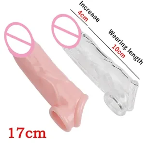 FXINBA 17cm Elastic Condom Reusable Peniss Extender Sleeve Delay Ejaculation sexx Toys For Men Peniss Enlargement Sleeve Bangladesh (New)