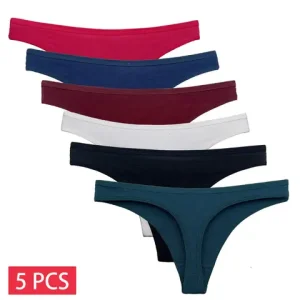 5 PCS/Set Cotton Panties G String Women Panties sexxy Underwear Female Lingerie Thong For Woman Solid Color Intimate Pantys Bangladesh (New)