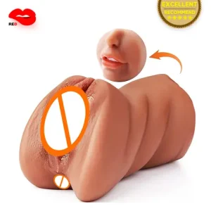 3in1 realistic mouth vagina anal plug male masturbator cup deep throat silicone dildo moves masturbation pleasure toys for men Bangladesh (New)