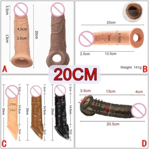 FXINBA 20cm Peniss Sleeve Enlarger For Men Dick Extension sexxy Adult Toy For Men Cock Sleeve For Peniss Cover Reusable Condom Bangladesh (New)