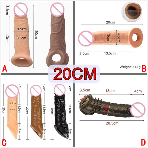 FXINBA 20cm Peniss Sleeve Enlarger For Men Dick Extension sexxy Adult Toy For Men Cock Sleeve For Peniss Cover Reusable Condom Bangladesh (New)