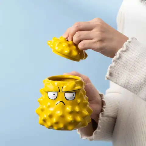Durian Cup Bizarre Mug Tea Cup with Lid Home Water Cup Funny Sand Sculpture Birthday Gift for Girls Bangladesh (New)