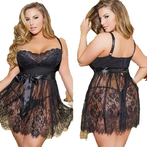 sexxy Plus Size Lingerie Women Erotic BabyDolll Lace Hollow Pajamas sexxy Mujer sexxi BabyDolll Lingerie Plus Size 5XL Bangladesh (New)