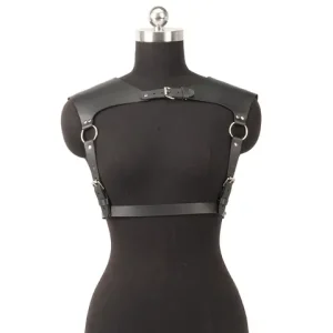 Women Fashion Belt PU Leather Body Shoulder Armor Chest HarnessSword Belt Shoulder Strap Harness Women Clothing Open Cage Bra Bangladesh (New)