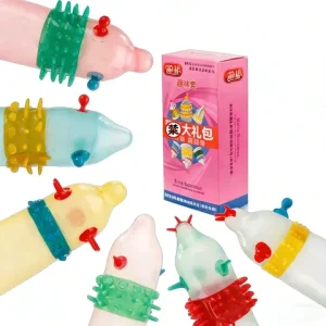 6PCS/Box Female G spot Vaginal Stimulation Condomss Adult sexx Products Extra Sensitive Peniss Sleeve Ribbed Dotted Spike Condom Bangladesh (New)