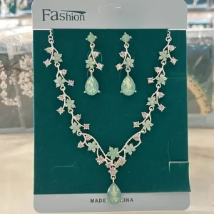 Korean version sweet and lovely romantic necklace earring two piece set suitable for taking wedding photos and parties Bangladesh (New)