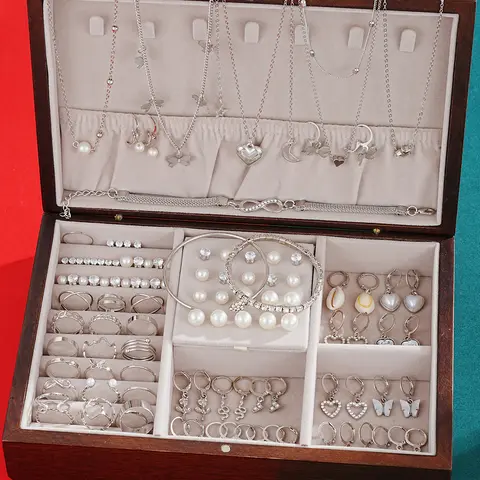 73 Pcs/Set Elegant Pearl Jewelry Sets For Women Fashion Simple Heart Butterfly Conch Crystal Necklace Bracelet Earring Ring Sets Bangladesh (New)