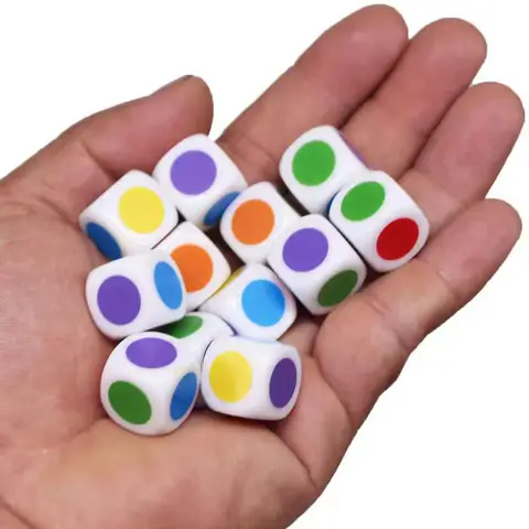10PCS Six Sided Dice With Colored Dots 16MM Kids Fun Play Classroom Teaching Supplies Juegos Didácticos Para Niños Kinder Spiel Bangladesh (New)