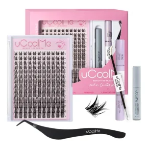 uCoolMe Lashes Aphrodite 154pcs Clusters Kit with Bond and Seal Remover Long lasting Waterproof Wispy Cat Eyes Lashes Extension Bangladesh (New)