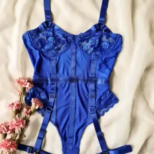 sexxy Lingerie Set Push Up Lace Garter Lingerie Set With Choker Women Intimates Underwire Bra And Thongs Ladies Underwear Set Bangladesh (New)