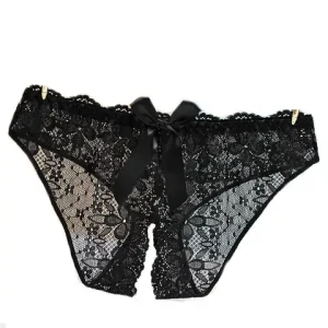 Hot Sale Lady Lace Intimate sexxy Woman Accessories Open Croch Panties Transparent Bowtie Lingerie Female Brief Underwear For sexx Bangladesh (New)