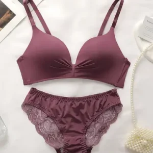 High Quality Hot Selling sexxy Women s Wireless Two piece Butterfly Solid Color Underwear Women s Lace Underwear Set B2046 Bangladesh (New)