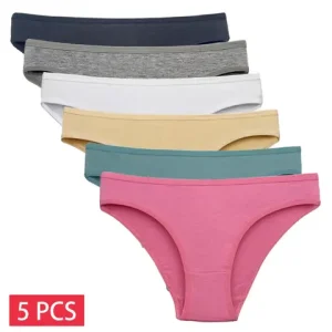 5 PCS/SET Women s Underwear Cotton Panty sexxy Female Underpants Solid Color Intimates Women Lingerie Cotton Briefs Panties Bangladesh (New)