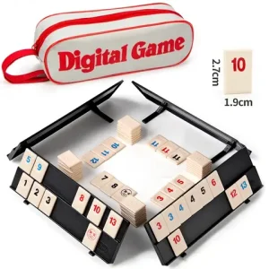 Rummy Cube Game with 4 Racks 106 Rummy Cube Game Set with Portable Case Rummy Tiles Travel Set for Family Classic Board Games Bangladesh (New)