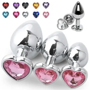 Heart Base Metal Anal Plug 3 Sizes Crystal Butt Plug for Women Removable Stainless Steel Anal Anus Masturbation Adult sexx Toys Bangladesh (New)