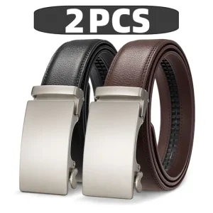 High Quality Genuine Leather Casual Belt Men Adjustable Automatic Buckle Belts Black/Brown Cuttable Ratchet Belt for men Bangladesh (New)